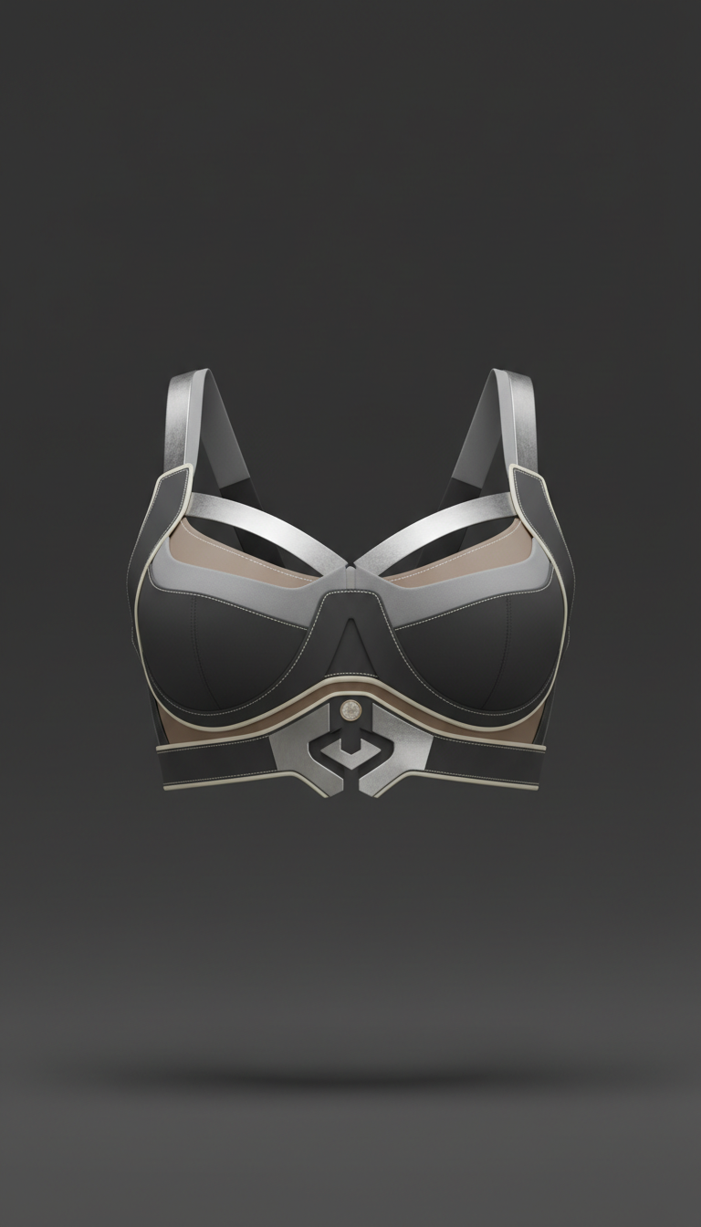 Silver-accented sculptural sports bra